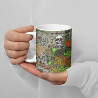 Yeah Nah Graffiti Skull New Zealand Slang Ceramic Mug Kiwi Grunge Brick Wall and Bold Urban Street Art TS04 - Polynesian Pride