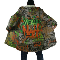 Yeah Nah Graffiti Skull New Zealand Slang Cloak Kiwi Grunge Brick Wall and Bold Urban Street Art