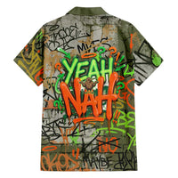 Yeah Nah Graffiti Skull New Zealand Slang Family Matching Short Sleeve Bodycon Dress and Hawaiian Shirt Kiwi Grunge Brick Wall and Bold Urban Street Art TS04 - Polynesian Pride