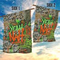Yeah Nah Graffiti Skull New Zealand Slang Garden Flag Kiwi Grunge Brick Wall and Bold Urban Street Art