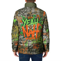 Yeah Nah Graffiti Skull New Zealand Slang Padded Jacket Kiwi Grunge Brick Wall and Bold Urban Street Art TS04 - Polynesian Pride