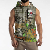 Yeah Nah Graffiti Skull New Zealand Slang Sleeveless Hoodie Kiwi Grunge Brick Wall and Bold Urban Street Art TS04 - Polynesian Pride
