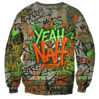 Yeah Nah Graffiti Skull New Zealand Slang Sweatshirt Kiwi Grunge Brick Wall and Bold Urban Street Art TS04 - Polynesian Pride