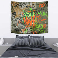 Yeah Nah Graffiti Skull New Zealand Slang Tapestry Kiwi Grunge Brick Wall and Bold Urban Street Art TS04 - Polynesian Pride
