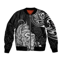 Hawaii Polynesian Sleeve Zip Bomber Jacket Gorila Tatoo Polynesian Style TS04 Unisex Black - Polynesian Pride