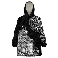 Hawaii Polynesian Wearable Blanket Hoodie Gorila Tatoo Polynesian Style TS04 One Size Black - Polynesian Pride