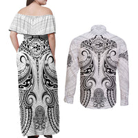 Hawaii Polynesian Couples Matching Off Shoulder Maxi Dress and Long Sleeve Button Shirts Warrior symbol TS04 - Polynesian Pride