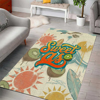 NZ Slang Sweet As Kiwi Shaka Sign Area Rug New Zealand Surfboards Sun and Tropical Beach Retro