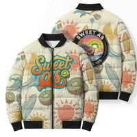 NZ Slang Sweet As Kiwi Shaka Sign Bomber Puffer Jacket New Zealand Surfboards Sun and Tropical Beach Retro TS04 - Polynesian Pride