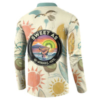 NZ Slang Sweet As Kiwi Shaka Sign Button Sweatshirt New Zealand Surfboards Sun and Tropical Beach Retro TS04 - Polynesian Pride