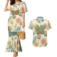 NZ Slang Sweet As Kiwi Shaka Sign Couples Matching Mermaid Dress and Hawaiian Shirt New Zealand Surfboards Sun and Tropical Beach Retro TS04 Beige - Polynesian Pride