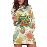 NZ Slang Sweet As Kiwi Shaka Sign Hoodie Dress New Zealand Surfboards Sun and Tropical Beach Retro TS04 Beige - Polynesian Pride