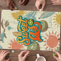 NZ Slang Sweet As Kiwi Shaka Sign Puzzle New Zealand Surfboards Sun and Tropical Beach Retro
