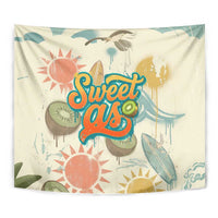 NZ Slang Sweet As Kiwi Shaka Sign Tapestry New Zealand Surfboards Sun and Tropical Beach Retro