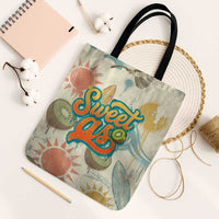 NZ Slang Sweet As Kiwi Shaka Sign Tote Bag New Zealand Surfboards Sun and Tropical Beach Retro