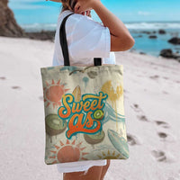 NZ Slang Sweet As Kiwi Shaka Sign Tote Bag New Zealand Surfboards Sun and Tropical Beach Retro