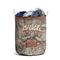 Choice Bro Graffiti Handshake Laundry Basket New Zealand Slang Fern Brick Wall and Urban Street Art TS04 - Polynesian Pride