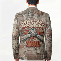 Choice Bro Graffiti Handshake Blazer New Zealand Slang Fern Brick Wall and Urban Street Art TS04 - Polynesian Pride