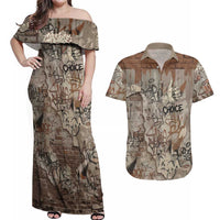 Choice Bro Graffiti Handshake Couples Matching Off Shoulder Maxi Dress and Hawaiian Shirt New Zealand Slang Fern Brick Wall and Urban Street Art TS04 Multicolor - Polynesian Pride