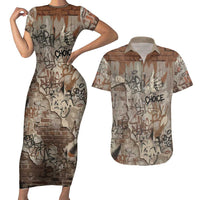 Choice Bro Graffiti Handshake Couples Matching Short Sleeve Bodycon Dress and Hawaiian Shirt New Zealand Slang Fern Brick Wall and Urban Street Art TS04 Multicolor - Polynesian Pride