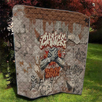 Choice Bro Graffiti Handshake Quilt New Zealand Slang Fern Brick Wall and Urban Street Art