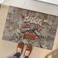 Choice Bro Graffiti Handshake Rubber Doormat New Zealand Slang Fern Brick Wall and Urban Street Art
