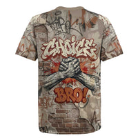 Choice Bro Graffiti Handshake Rugby Jersey New Zealand Slang Fern Brick Wall and Urban Street Art