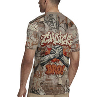 Choice Bro Graffiti Handshake Rugby Jersey New Zealand Slang Fern Brick Wall and Urban Street Art
