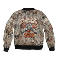 Choice Bro Graffiti Handshake Sleeve Zip Bomber Jacket New Zealand Slang Fern Brick Wall and Urban Street Art