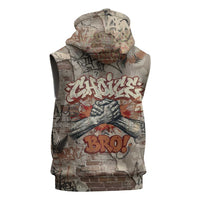 Choice Bro Graffiti Handshake Sleeveless Zip Hoodie New Zealand Slang Fern Brick Wall and Urban Street Art TS04 - Polynesian Pride