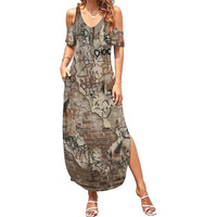 Choice Bro Graffiti Handshake Summer Maxi Dress New Zealand Slang Fern Brick Wall and Urban Street Art TS04 Women Multicolor - Polynesian Pride