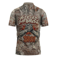Choice Bro Graffiti Handshake Zipper Polo Shirt New Zealand Slang Fern Brick Wall and Urban Street Art TS04 - Polynesian Pride