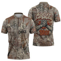 Choice Bro Graffiti Handshake Zipper Polo Shirt New Zealand Slang Fern Brick Wall and Urban Street Art TS04 - Polynesian Pride