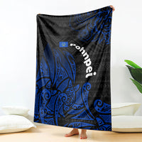 Pohnpei Federated States Of Micronesia Blanket Polynesian Tribal Heritage Art With Blue Island Tattoo Patterns