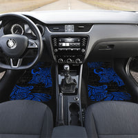 Pohnpei Federated States Of Micronesia Car Mats Polynesian Tribal Heritage Art With Blue Island Tattoo Patterns TS04 Set 2pcs - Front Black Blue - Polynesian Pride