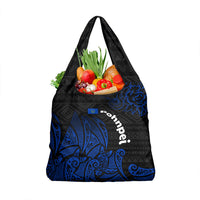 Pohnpei Federated States Of Micronesia Grocery Bag Polynesian Tribal Heritage Art With Blue Island Tattoo Patterns
