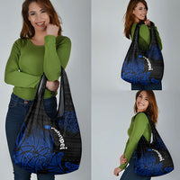 Pohnpei Federated States Of Micronesia Grocery Bag Polynesian Tribal Heritage Art With Blue Island Tattoo Patterns