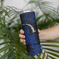 Pohnpei Federated States Of Micronesia Skinny Tumbler Polynesian Tribal Heritage Art With Blue Island Tattoo Patterns TS04 - Polynesian Pride