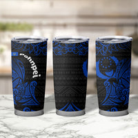 Pohnpei Federated States Of Micronesia Tumbler Cup Polynesian Tribal Heritage Art With Blue Island Tattoo Patterns