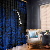 Pohnpei Federated States Of Micronesia Window Curtain Polynesian Tribal Heritage Art With Blue Island Tattoo Patterns
