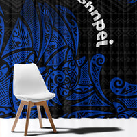 Pohnpei Federated States Of Micronesia Window Curtain Polynesian Tribal Heritage Art With Blue Island Tattoo Patterns