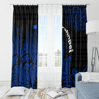 Pohnpei Federated States Of Micronesia Window Curtain Polynesian Tribal Heritage Art With Blue Island Tattoo Patterns