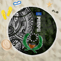 Pohnpei Federated States Of Micronesia Beach Blanket Polynesian Tribal Heritage Art With Kaselehlie State Seal TS04 One Size 150cm Green White - Polynesian Pride