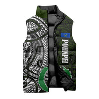 Pohnpei Federated States Of Micronesia Sleeveless Puffer Jacket Polynesian Tribal Heritage Art With Kaselehlie State Seal