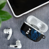 Yap Island Tribal Heritage AirPods Case Micronesian Polynesian Tattoo Pattern Blue Black Cultural Art