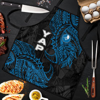 Yap Island Tribal Heritage Apron Micronesian Polynesian Tattoo Pattern Blue Black Cultural Art