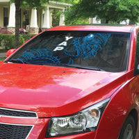 Yap Island Tribal Heritage Auto Sun Shade Micronesian Polynesian Tattoo Pattern Blue Black Cultural Art