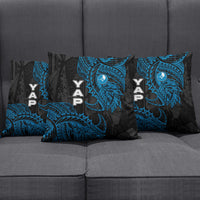 Yap Island Tribal Heritage Pillow Cover Micronesian Polynesian Tattoo Pattern Blue Black Cultural Art