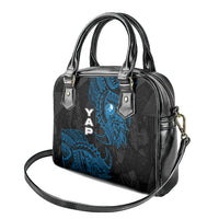 Yap Island Tribal Heritage Shoulder Handbag Micronesian Polynesian Tattoo Pattern Blue Black Cultural Art