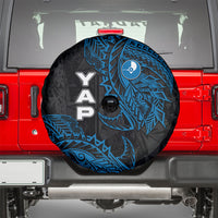 Yap Island Tribal Heritage Spare Tire Cover Micronesian Polynesian Tattoo Pattern Blue Black Cultural Art